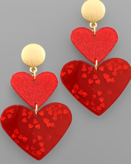 Double Heart Drop Earring