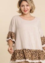 Load image into Gallery viewer, Animal Print Ruffle Sleeve Plus Top