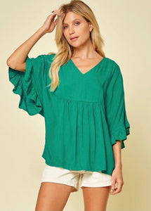 Ruffle Sleeve Blouse