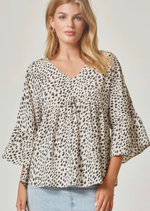 Leopard Puff Sleeve Blouse