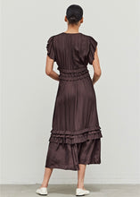 Load image into Gallery viewer, Ruffled Satin V-Neck Dress