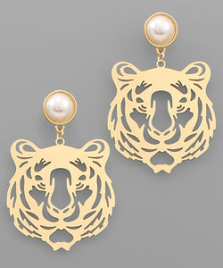 Tiger Filigree & Pearl Earring