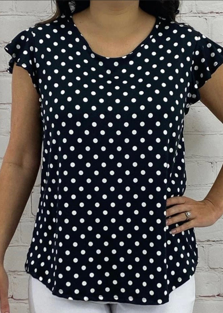 Flutter Sleeve Polka Dot Top