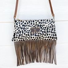 Load image into Gallery viewer, Black and White Cowhide LV Crossbody