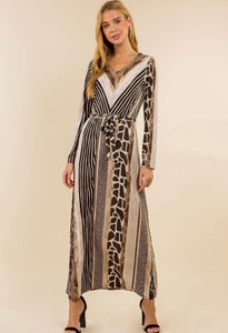 Mixed Animal Print Maxi Dress