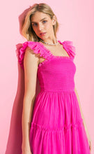 Load image into Gallery viewer, Hot Pink Tulle Midi Dress