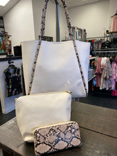 Load image into Gallery viewer, White Handbag with Snake Trim