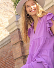 Load image into Gallery viewer, Lavender Ruffle Sleeve Tiered Dress