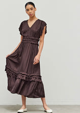 Load image into Gallery viewer, Ruffled Satin V-Neck Dress