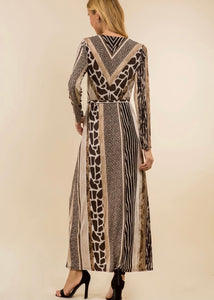 Mixed Animal Print Maxi Dress