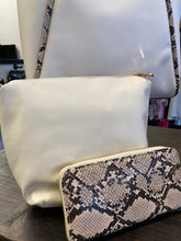 Load image into Gallery viewer, White Handbag with Snake Trim