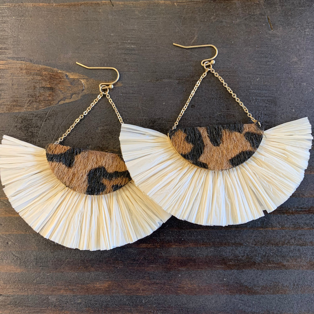 Leopard and Ivory Fan Earring