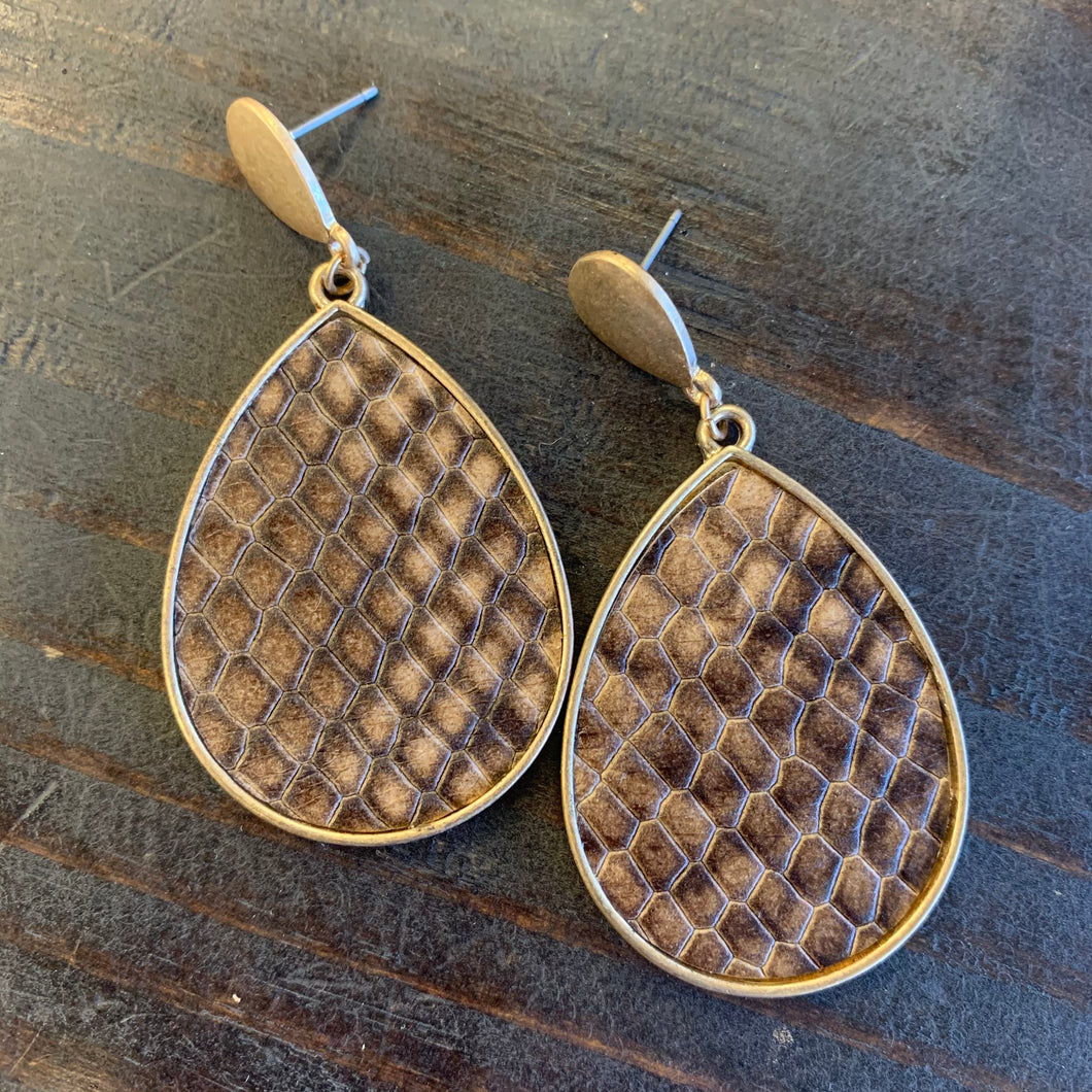 Snake Skin Teardrop Earring