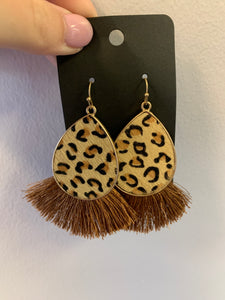 Animal Print Teardrop & Fan Earring