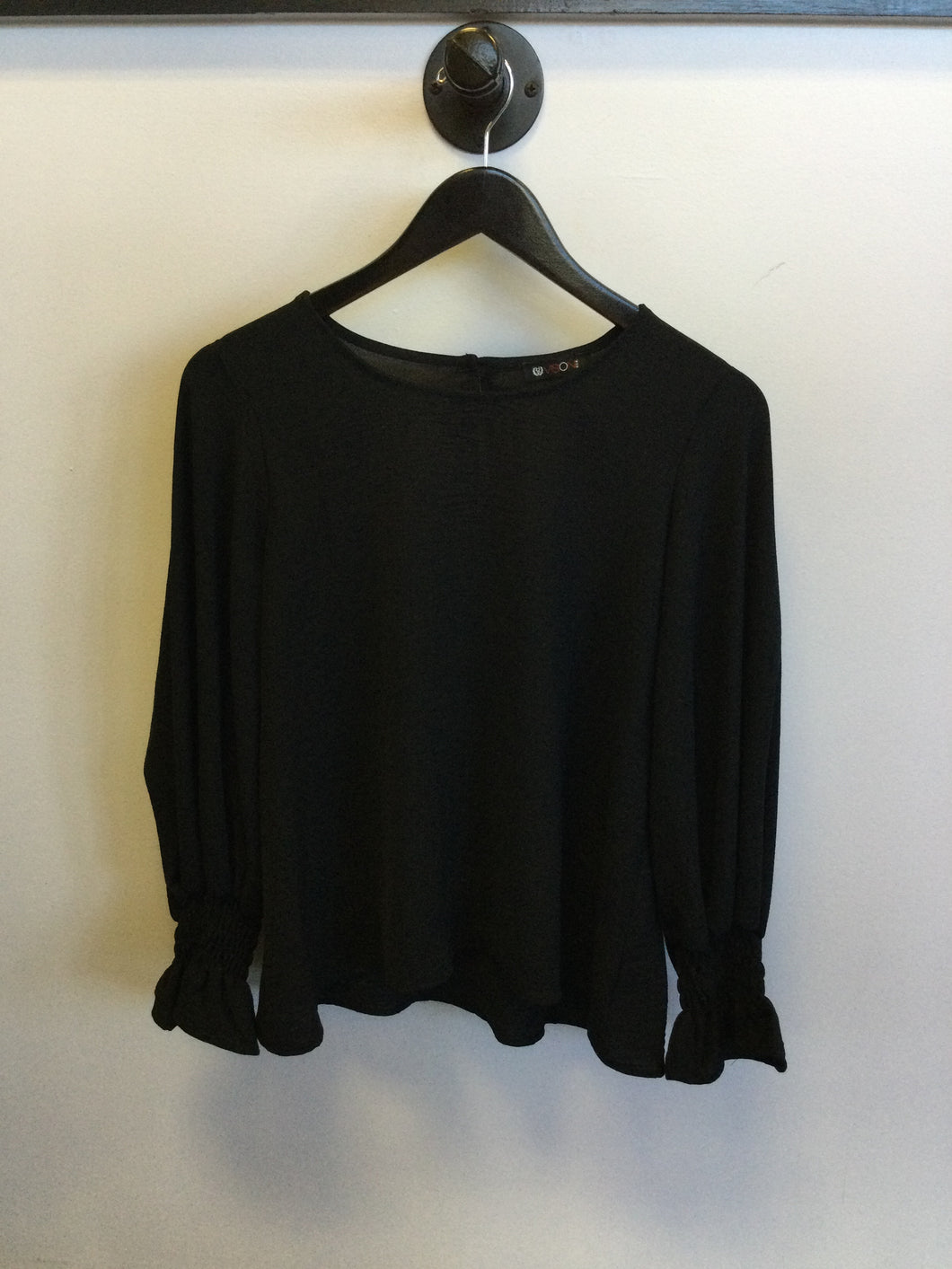 Black Bubble Sleeve Blouse