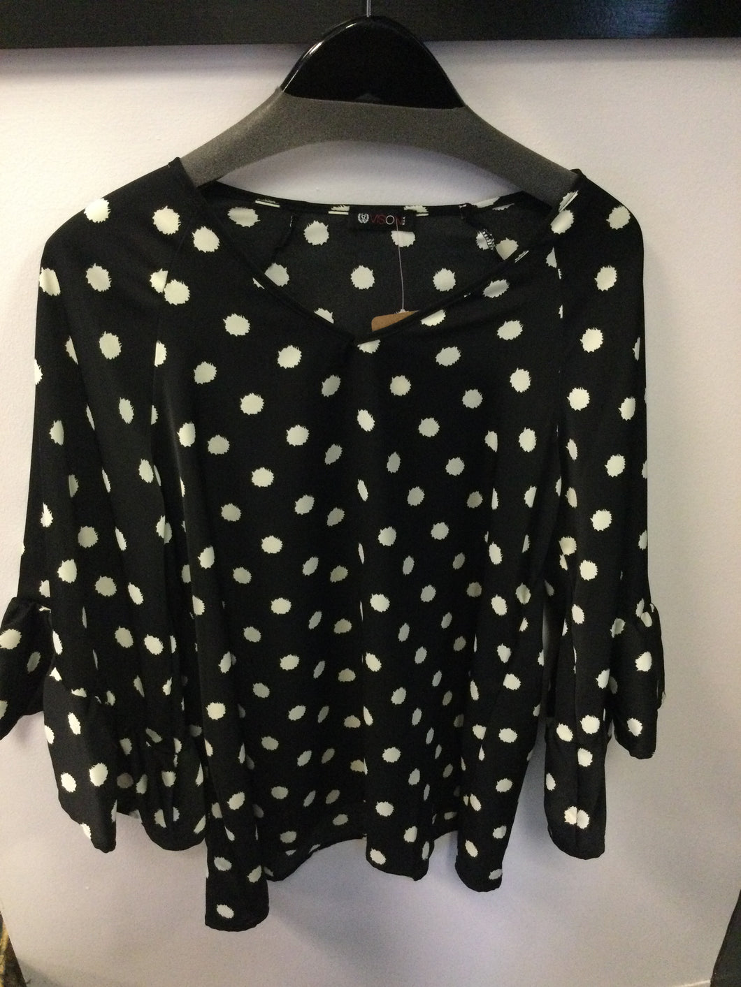 Polka Dot Ruffle Sleeve Blouse